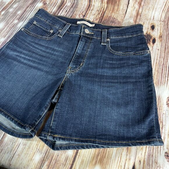 Levi's MID LENGTH SHORTS Womens Size 30 Blue Mid Rise Jean Denim 30x6 - Picture 2 of 11